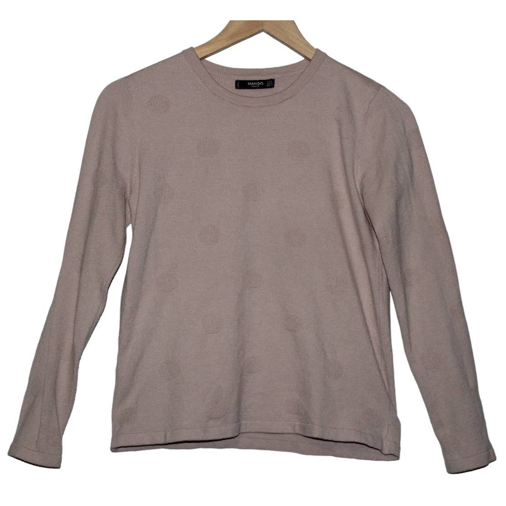 Women's Mango Basics Mauve Pink Long Sleeve Crew Neck Sweater Shirt Top Size S